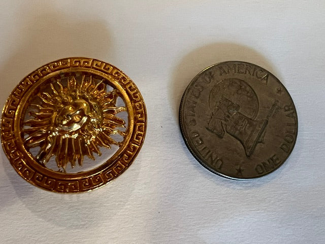Vintage Versace-Style Gold Medusa Starburst Button - 1.5" Double Shank, c. 1970s