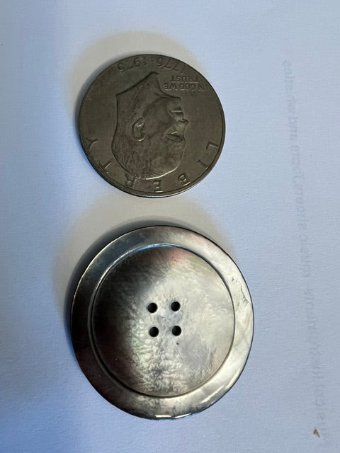 Vintage 1970s-80s Smoky Gray Iridescent Mother-of-Pearl Look Buttons, 1 3/4" - Lot of 20