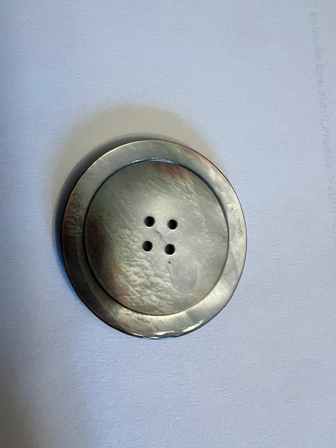 Vintage 1970s-80s Smoky Gray Iridescent Mother-of-Pearl Look Buttons, 1 3/4" - Lot of 20