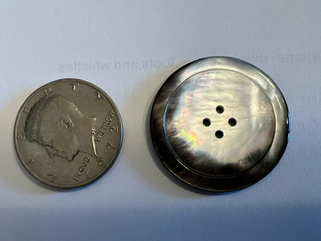 Vintage 1970s-80s Smoky Gray Iridescent Mother-of-Pearl Look Buttons - Set of 15, 7/8"