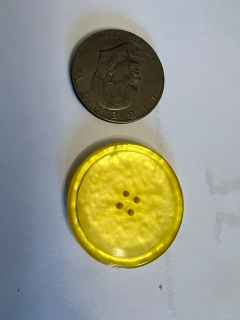 Vintage 1970s-80s Yellow Pearl Iridescent 4-Hole Buttons, 1 3/4" - Lot of 43