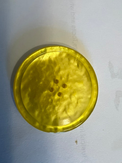 Vintage 1970s-80s Yellow Pearl Iridescent 4-Hole Buttons, 1 3/4" - Lot of 43