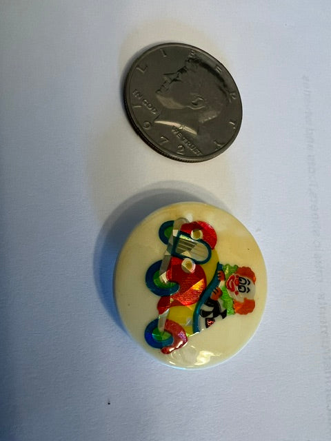 Vintage 1970s-80s Clown in Car Shank Buttons - Lot of 30, 1.5" Glossy Novelty