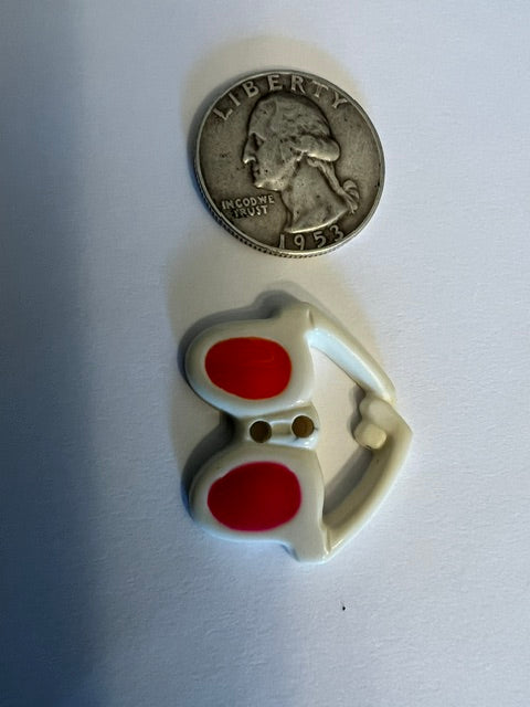 Vintage 1980s Sunglasses Novelty Buttons - White with Orange/Pink Lenses - Lot of 30