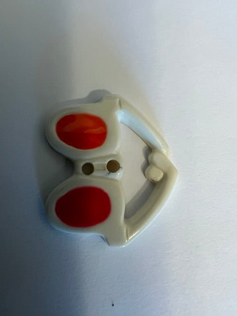 Vintage 1980s Sunglasses Novelty Buttons - White with Orange/Pink Lenses - Lot of 30