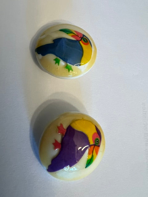 Vintage 1980s Toucan Shank Buttons - Lot of 24 (Purple & Blue)