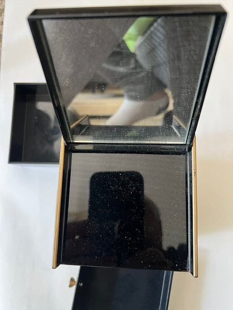 Vintage 1970s Japanese Black Lacquer Peacock Jewelry Box with 3 Drawers & Mirror
