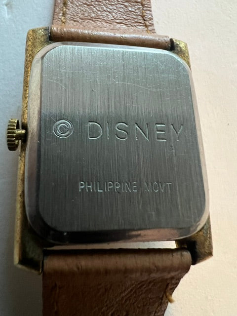 Vintage 1991 Disney The Rocketeer Boys' Tank Watch with Brown Leather Strap
