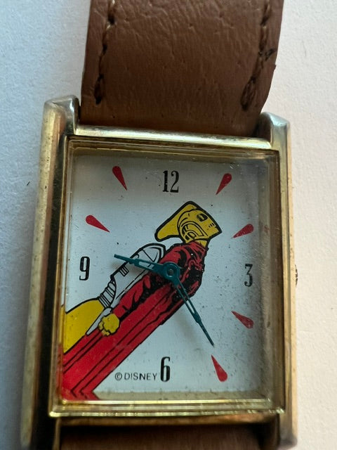 Vintage 1991 Disney The Rocketeer Boys' Tank Watch with Brown Leather Strap
