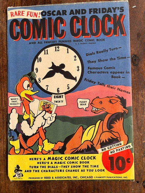 1940s Fawcett Oscar and Friday's Comic Clock Punch-Out Toy - Unused with Original Envelope