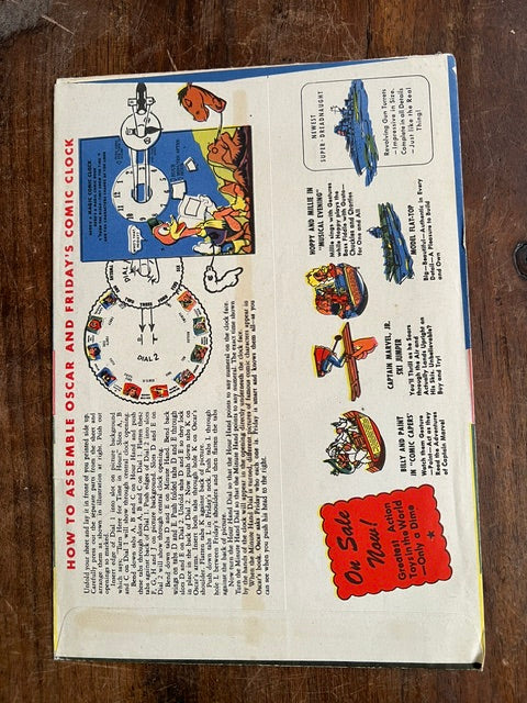 1940s Fawcett Oscar and Friday's Comic Clock Punch-Out Toy - Unused with Original Envelope
