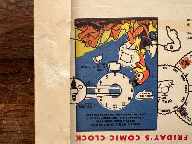 1940s Fawcett Oscar and Friday's Comic Clock Punch-Out Toy - Unused with Original Envelope