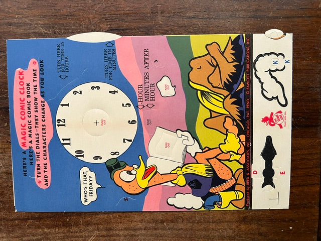 1940s Fawcett Oscar and Friday's Comic Clock Punch-Out Toy - Unused with Original Envelope