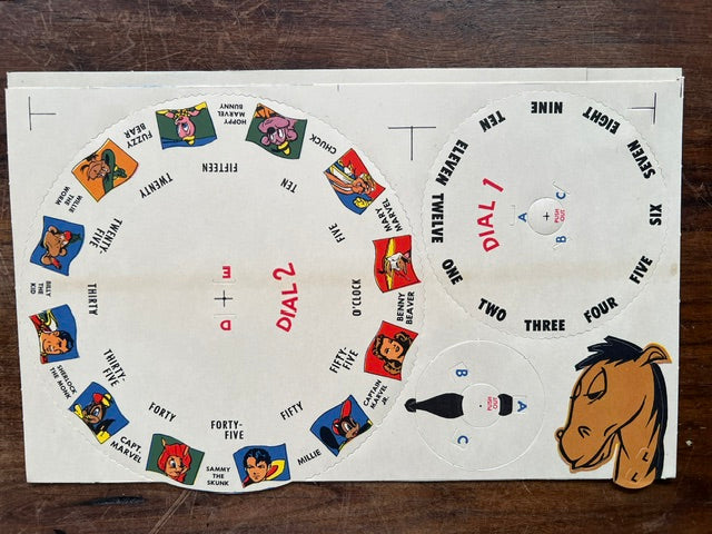 1940s Fawcett Oscar and Friday's Comic Clock Punch-Out Toy - Unused with Original Envelope