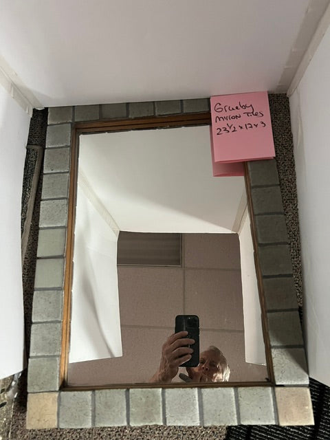 Custom Arts & Crafts Mirror with Authentic 1920s Grueby Mini Tiles