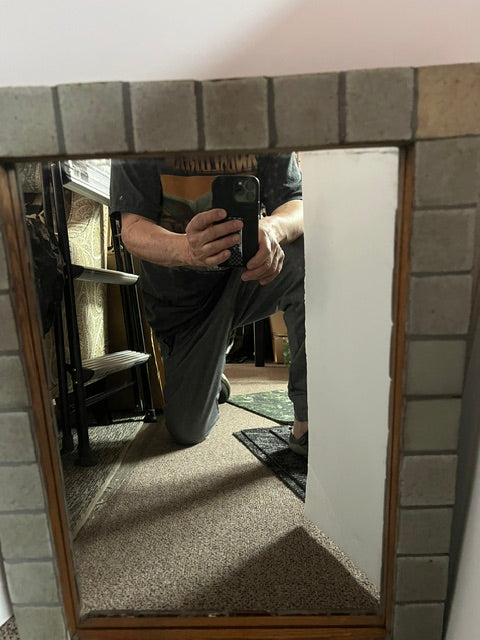 Custom Arts & Crafts Mirror with Authentic 1920s Grueby Mini Tiles