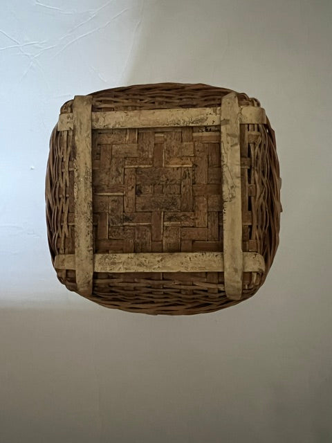 Vintage 1970s Tightly Woven Bamboo Basket