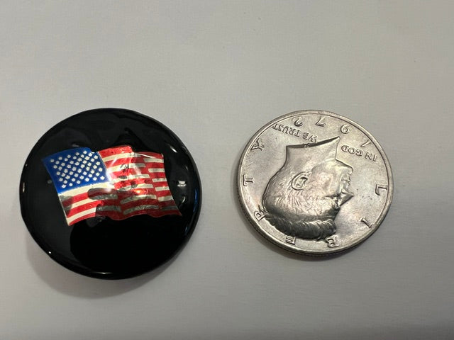 Vintage 1980s Black Shank Buttons with Metallic USA Flag - Lot of 10