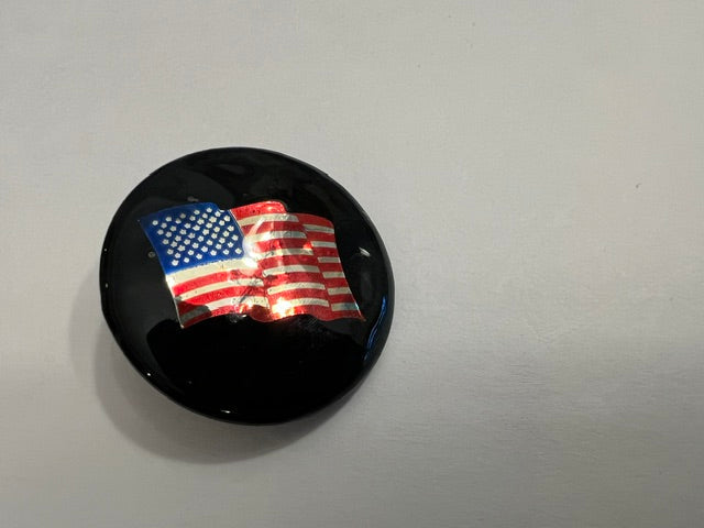 Vintage 1980s Black Shank Buttons with Metallic USA Flag - Lot of 10