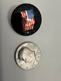 Vintage 1980s Black Shank Button with Metallic USA Flag - Lot of 10