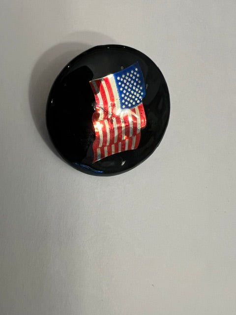Vintage 1980s Black Shank Button with Metallic USA Flag - Lot of 10