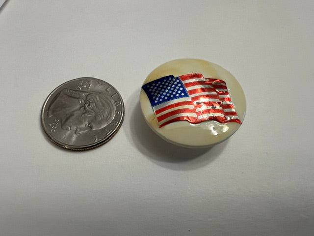 Vintage 1980s USA Flag Shank Buttons - Off-White, Metallic Red/Silver/Blue - Lot 2 (10 Buttons)