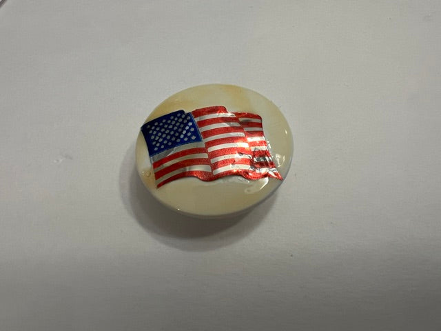 Vintage 1980s USA Flag Shank Buttons - Off-White, Metallic Red/Silver/Blue - Lot 2 (10 Buttons)