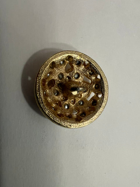 Vintage 1980s Rhinestone Dome Shank Buttons - Lot of 15, 3/4 inch Gold Tone