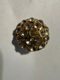 Vintage 1980s Gold Rhinestone Round Shank Buttons - Lot of 5
