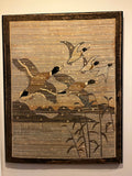 Antique Grenfell Hooked Rug "Mallards in Flight" — Labrador Industries, ca. 1890-1930