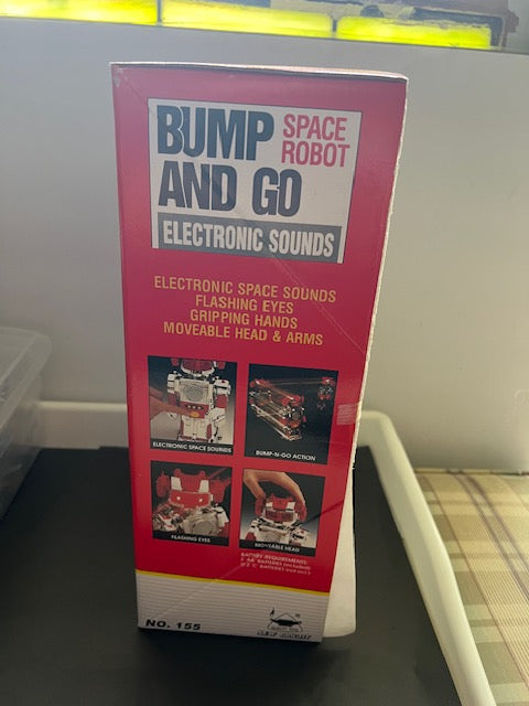 Vintage New Bright Bump and Go Space Robot No. 155 in Original Box