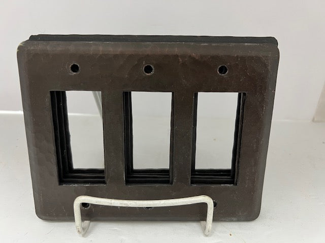 Hand Hammered Copper Triple Rocker Switch Plates - Set of 9 (Artisan Made, 2004)