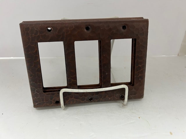 Hand Hammered Copper Triple Rocker Switch Plates - Set of 9 (Artisan Made, 2004)