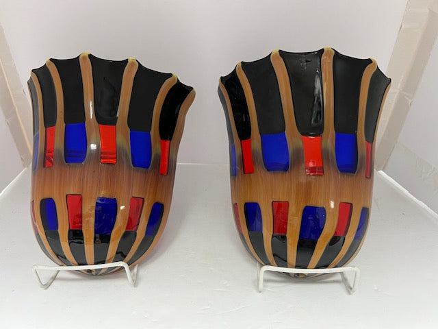 Vintage Pair of Matched Murano Art Glass Wall Sconces