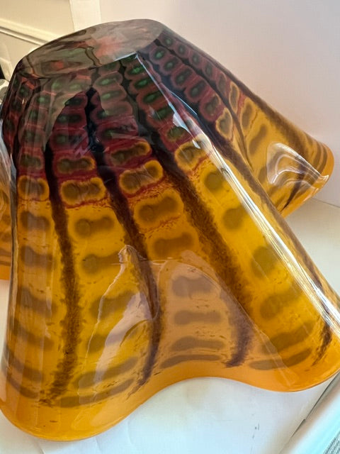 Mihai Topescu Vintage Hand Blown Art Glass Vase Bowl - Signed Romanian Artist, 1990s