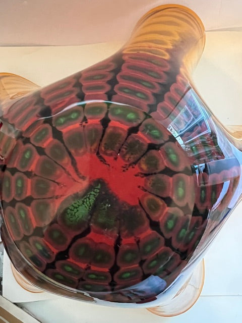 Mihai Topescu Vintage Hand Blown Art Glass Vase Bowl - Signed Romanian Artist, 1990s