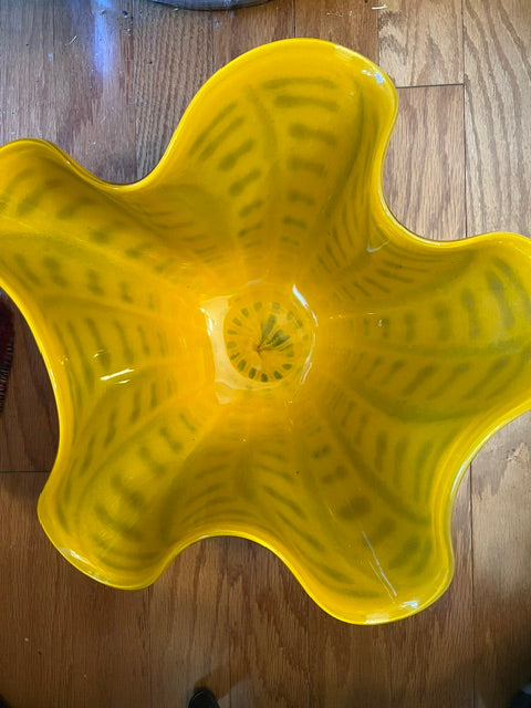 Mihai Topescu Vintage Hand Blown Art Glass Vase Bowl - Signed Romanian Artist, 1990s