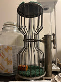 Antique Chuck-A-Luck Dice Birdcage Tumbler - Chromed Metal with Wood Base & Original Dice