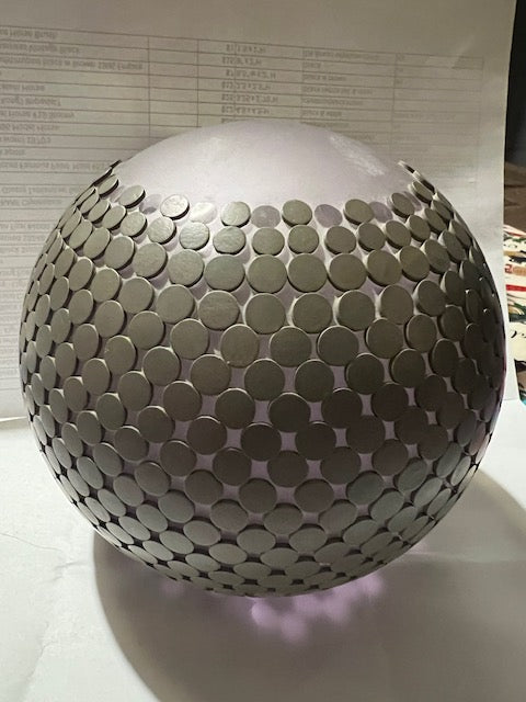 Hand Blown Amethyst Purple Glass Orb Vase with Rubberized Dots & Glass Pedestal