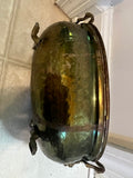 Antique Brass Oval Jardinière Planter with Lion Head Handles & Claw Feet