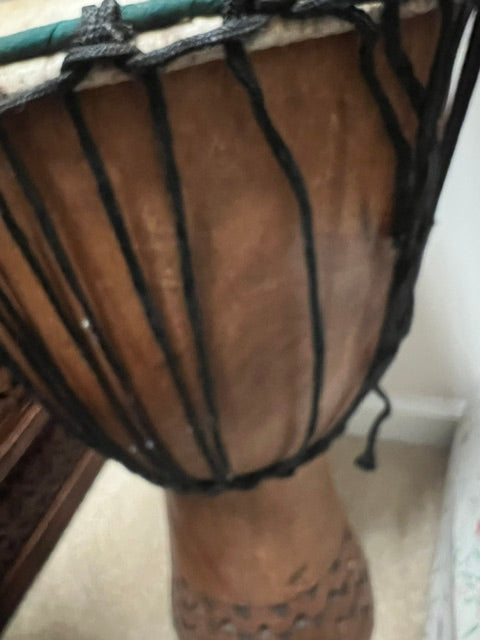Rare Vintage Mahogany Djembe Drums – Set of 2, Goat Skin Heads, 24" Tall