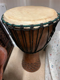 Rare Vintage Mahogany Djembe Drums – Set of 2, Goat Skin Heads, 24" Tall