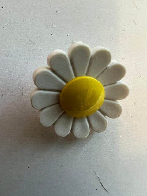 Vintage 1980s-90s White Daisy Buttons with Yellow Center - Lot of 60