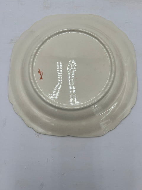 Antique Carrollton China 8.25" Square Plate with Rose Floral Design & Gold Trim