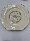 Antique Carrollton China 8.25" Square Plate with Rose Floral Design & Gold Trim