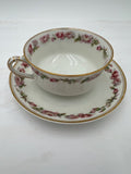 Vintage Haviland Limoges Pink Rose & Gold Trim Cup and Saucer Set (1960s)