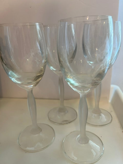 Mikasa Crystal Wine Glasses with Frosted Stems - Set of 4