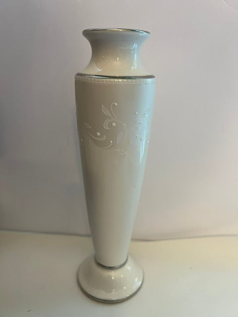 Lenox Wedding Promises Opal Innocence 8" Porcelain Bud Vase with Platinum Trim