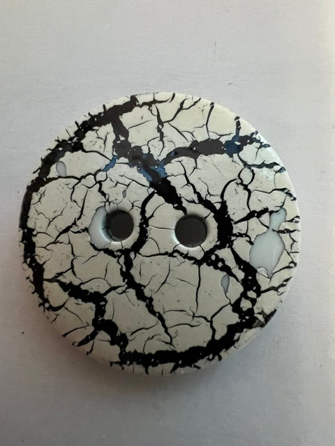 Vintage 1970s-80s White & Black Crackle Buttons, 5/8" - Lot of 10