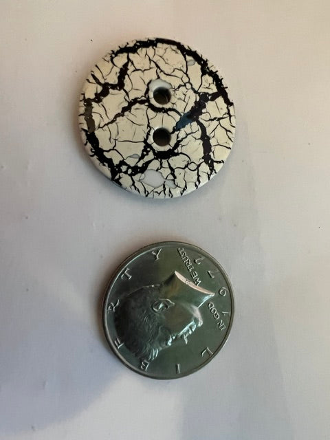 Vintage 1970s-80s White & Black Crackle Buttons, 5/8" - Lot of 10